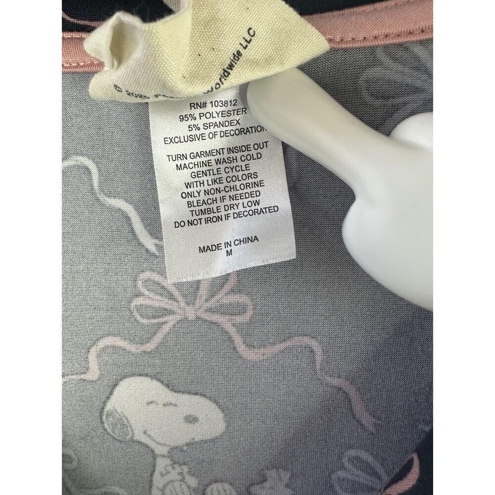 munki munki x Peanuts Sleep Shirt Dress Snoopy Print Navy Blue Button Medium - Picture 8 of 10